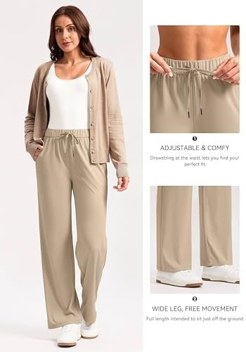 Wide Leg Yoga Pants for Women 28"/30" Lightweight Drawstring Sweatpants Women's Casual Lounge Pants with Pockets