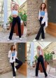 Women's Flare Leggings Crossover High Waist Bootcut Yoga Pants Petite Tummy Control Bell Bottom Leggings 29"/32"