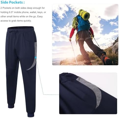 Men's Athletic Running Pants Lightweight Workout Joggers Quick Dry Gym Sweatpants