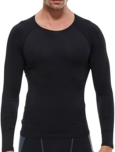 Men's Sports Compression Shirt Running Workout Long Sleeve Quick Dry Base Layer Active Athletic T-Shirt Gym Tops