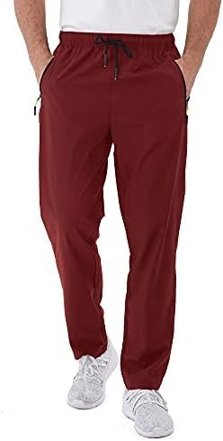 Men's Lightweight Pants with Zipper Pockets Quick Dry Workout Athletic Travel Pants