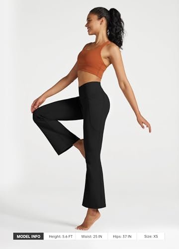 Women's Flare Leggings Crossover Yoga Pants High Waist Bootcut Workout Leggings with Pockets 29" 31"