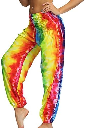 Men Women Thai Harem Trousers Boho Hippy Smock High Waist Yoga Loose Pants