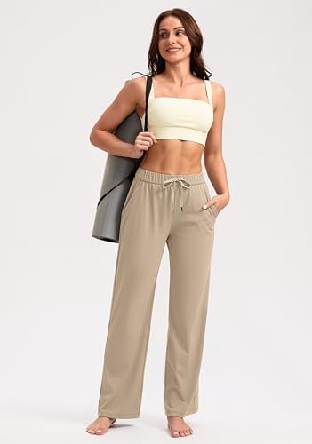 Wide Leg Yoga Pants for Women 28"/30" Lightweight Drawstring Sweatpants Women's Casual Lounge Pants with Pockets