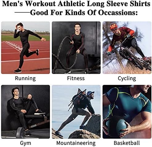 Men's Sports Compression Shirt Running Workout Long Sleeve Quick Dry Base Layer Active Athletic T-Shirt Gym Tops