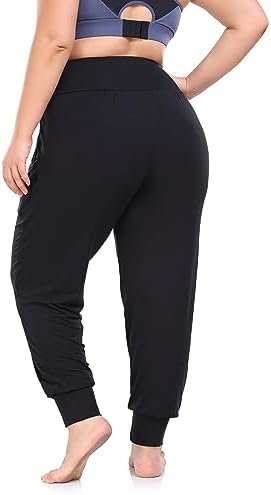 Women's Plus Size Yoga Joggers Pants Casual Comfy Workout Lounge Pants with Pockets