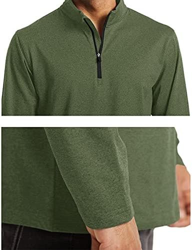 Men's Athletic Shirts Long Sleeve 1/4 Zip Lightweight Fleece Lined Running Active Pullover Workout Shirts Sweatshirt
