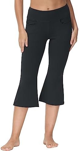 Plus Size Capris Pants for Women Yoga Flare High Waist Bootcut Stretch Casual Palazzo Leggings with Pockets