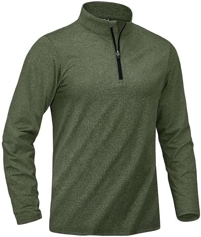 Men's Athletic Shirts Long Sleeve 1/4 Zip Lightweight Fleece Lined Running Active Pullover Workout Shirts Sweatshirt