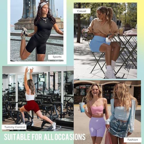 4 pack High Waisted Shorts for Women-5" Tummy Control Workout Athletic Running Gym Yoga Shorts Summer