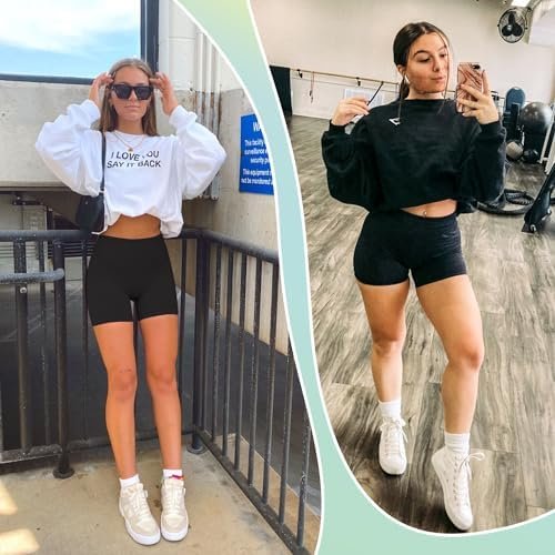 4 pack High Waisted Shorts for Women-5" Tummy Control Workout Athletic Running Gym Yoga Shorts Summer