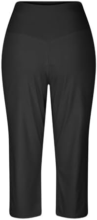 Capri Pants for Women 2024 Summer High Waist Crossover Wide Leg Yoga Capris Loose Tummy Control Cropped Pants with Pockets