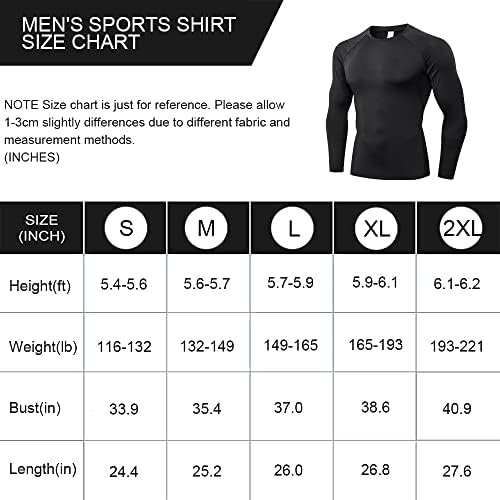 Men's Sports Compression Shirt Running Workout Long Sleeve Quick Dry Base Layer Active Athletic T-Shirt Gym Tops