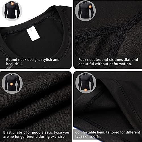 Men's Sports Compression Shirt Running Workout Long Sleeve Quick Dry Base Layer Active Athletic T-Shirt Gym Tops