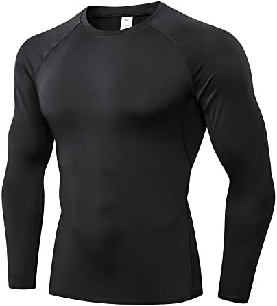 Men's Sports Compression Shirt Running Workout Long Sleeve Quick Dry Base Layer Active Athletic T-Shirt Gym Tops