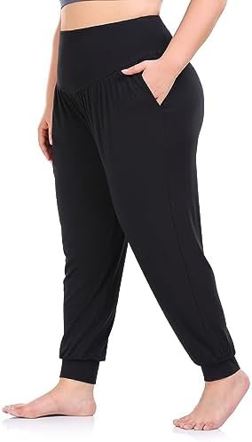 Women's Plus Size Yoga Joggers Pants Casual Comfy Workout Lounge Pants with Pockets