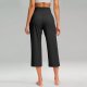 Capri Pants for Women 2024 Summer High Waist Crossover Wide Leg Yoga Capris Loose Tummy Control Cropped Pants with Pockets