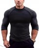 Mens Muscle Cut Raglan T shirts with 3/4 Sleeve Fitness Workout Tops