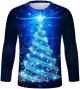 Mens Slim Fit Christmas Graphic T-Shirts Long Sleeve Ugly 3D Xmas Tree Print Crewneck Sweatshirts Pullover Tops