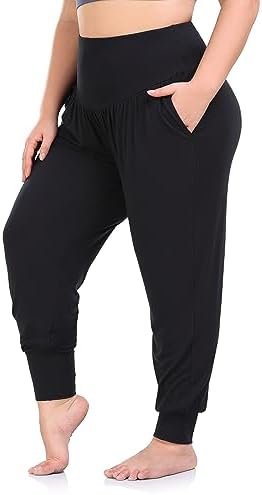 Women's Plus Size Yoga Joggers Pants Casual Comfy Workout Lounge Pants with Pockets